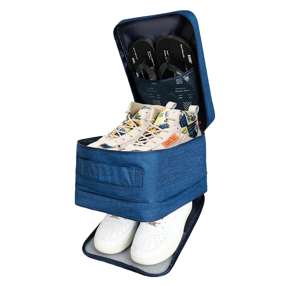 2-Pack Set Travel Environmental Water Resistant Shoe Pouches Portable Storage Bags Navy