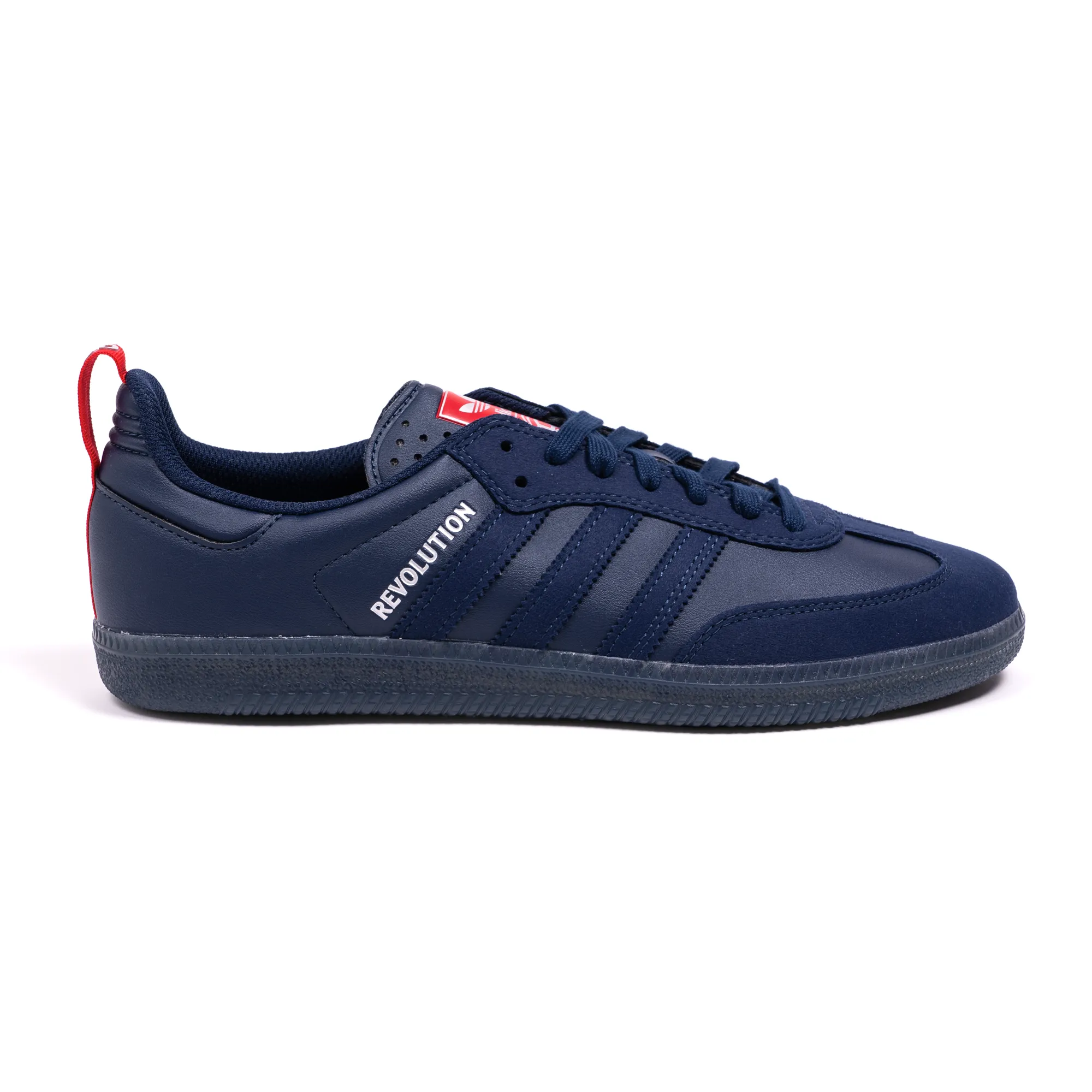 Adidas Orchard Skate Shop x New England Revolution Samba ADV Skateboard Shoe - Indigo/Indigo/Silver Metallic
