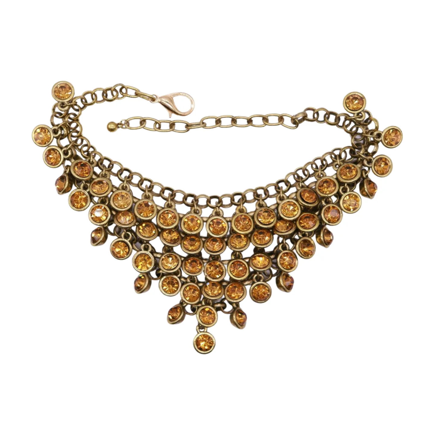 Antique Gold Metal Boot Chain Bracelet Shoe Orange Beads Charm