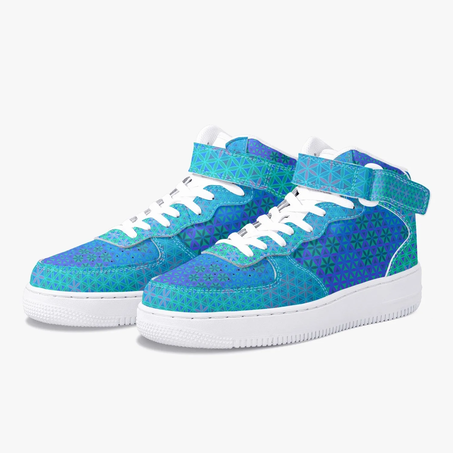 Aquamarine Flower of Life High-Top Sneakers