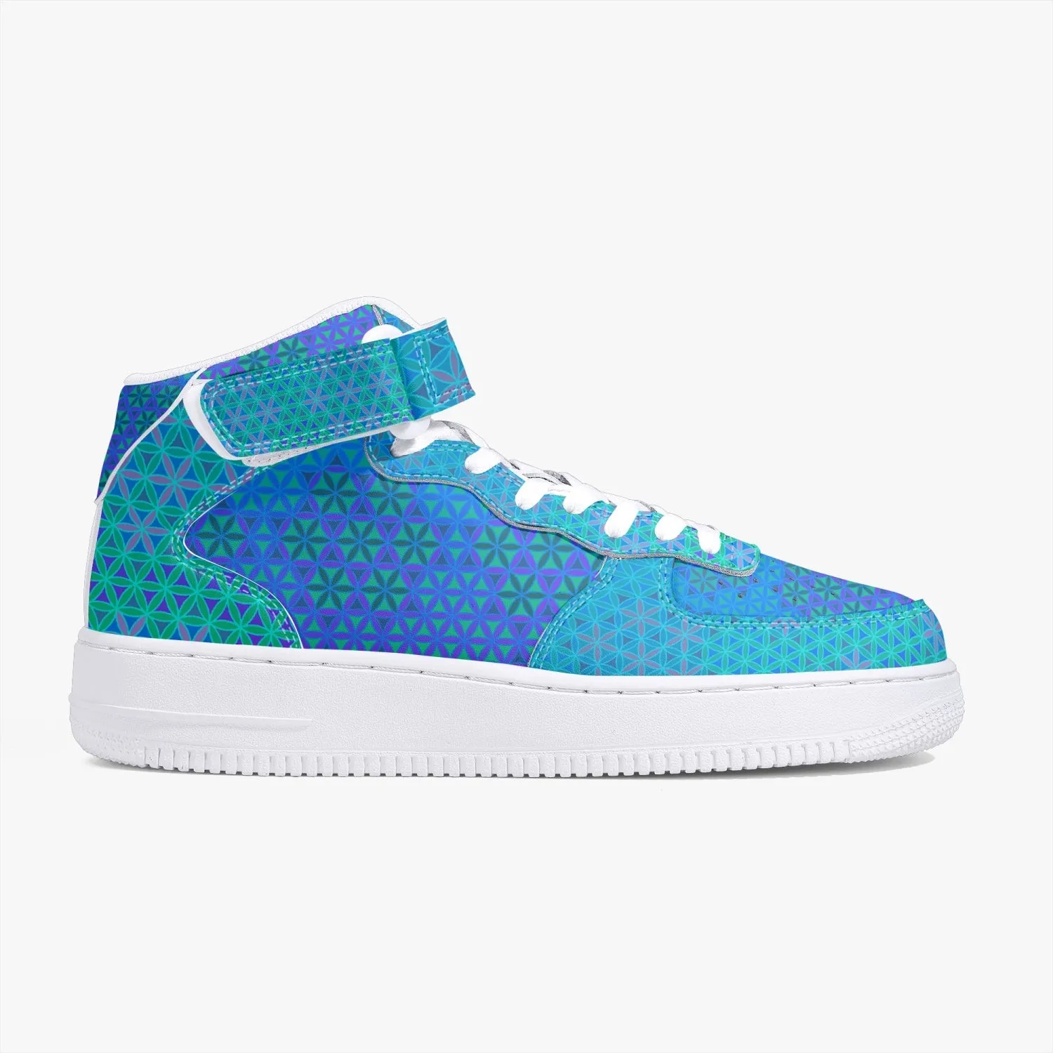 Aquamarine Flower of Life High-Top Sneakers