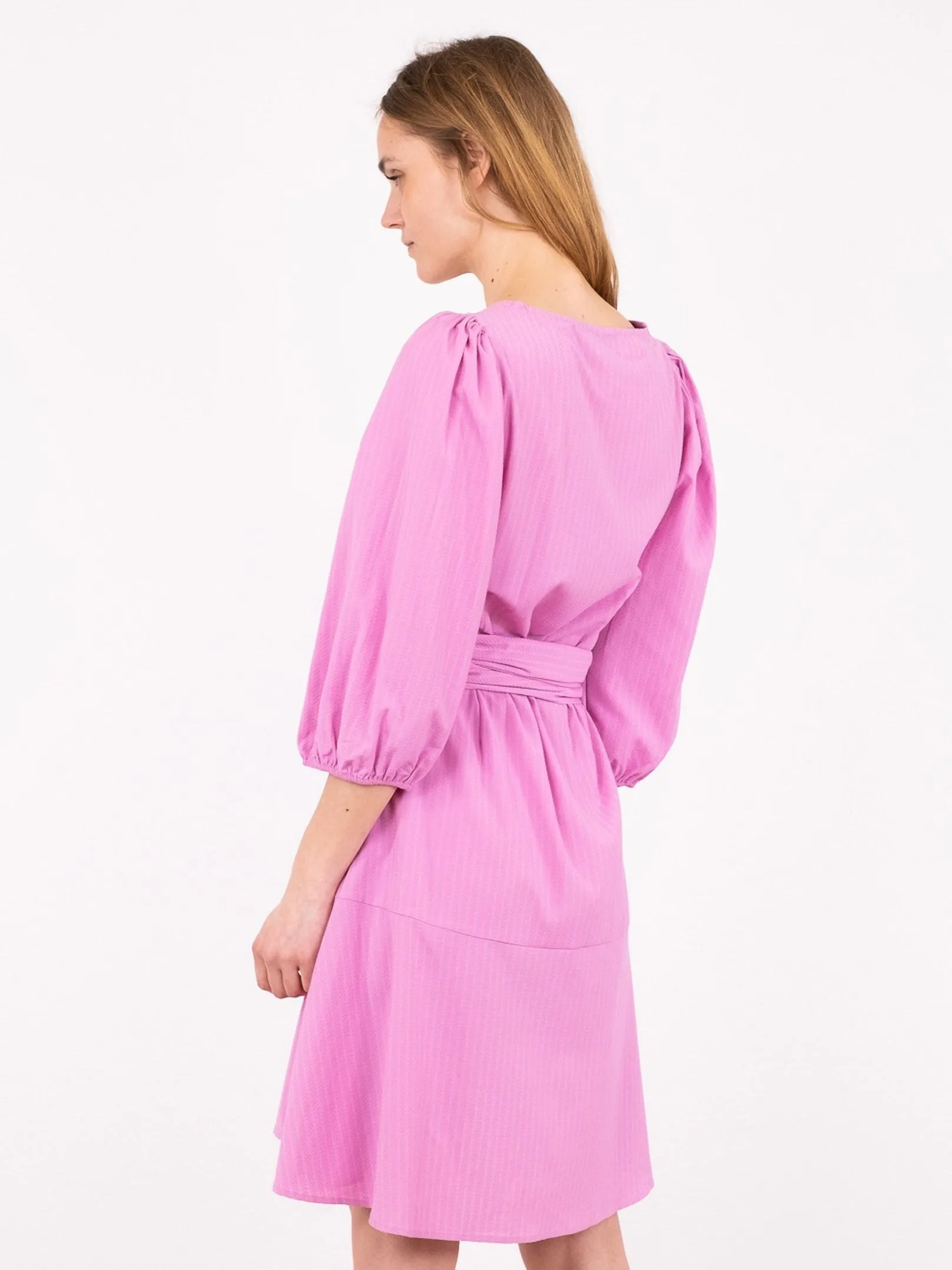 Ariel Dobby Wrap Dress - Pink