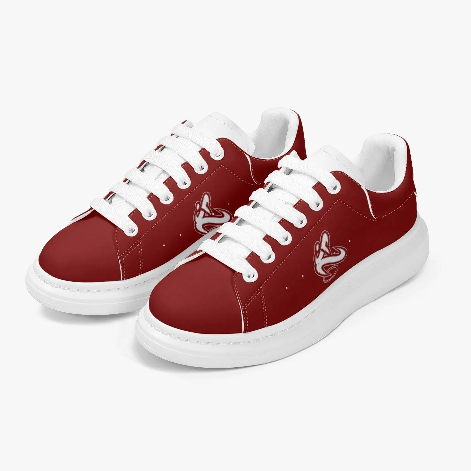 Athletic Apparatus Red Lifestyle Low-Top Leather Sneakers