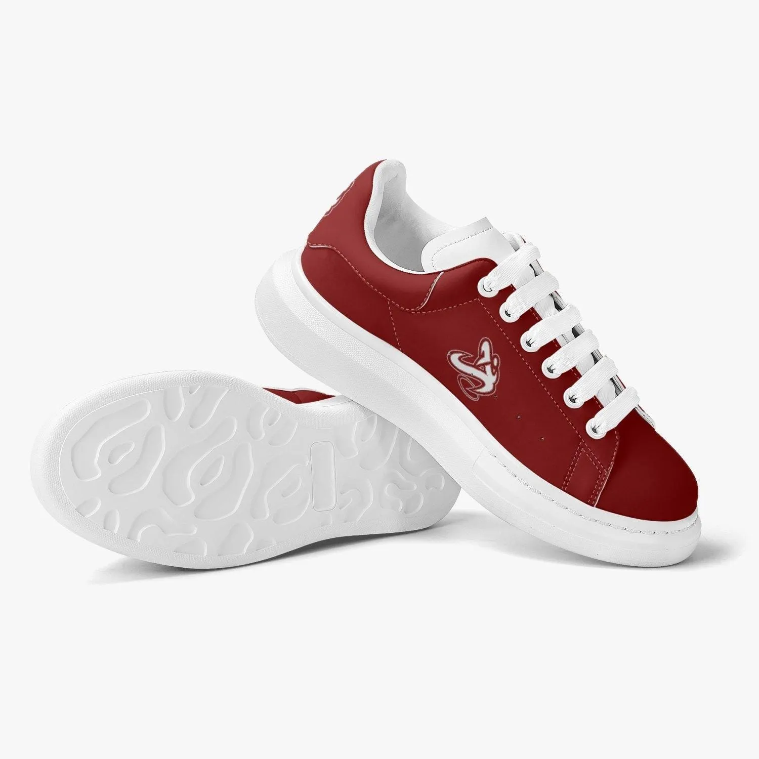 Athletic Apparatus Red Lifestyle Low-Top Leather Sneakers