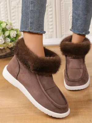 binfenxie  -  Faux Fur Suede Round Toe Sneakers