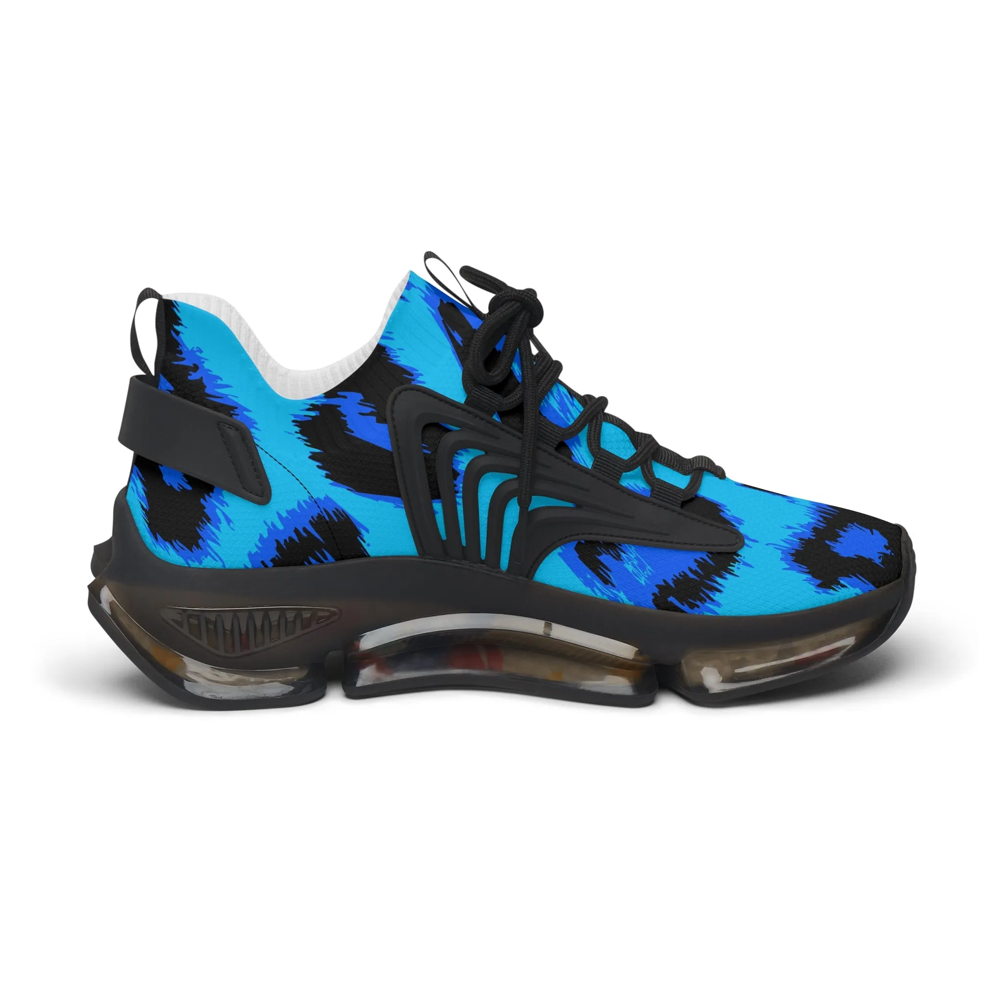 Blue Cheetah Pattern Women's Mesh Sneakers