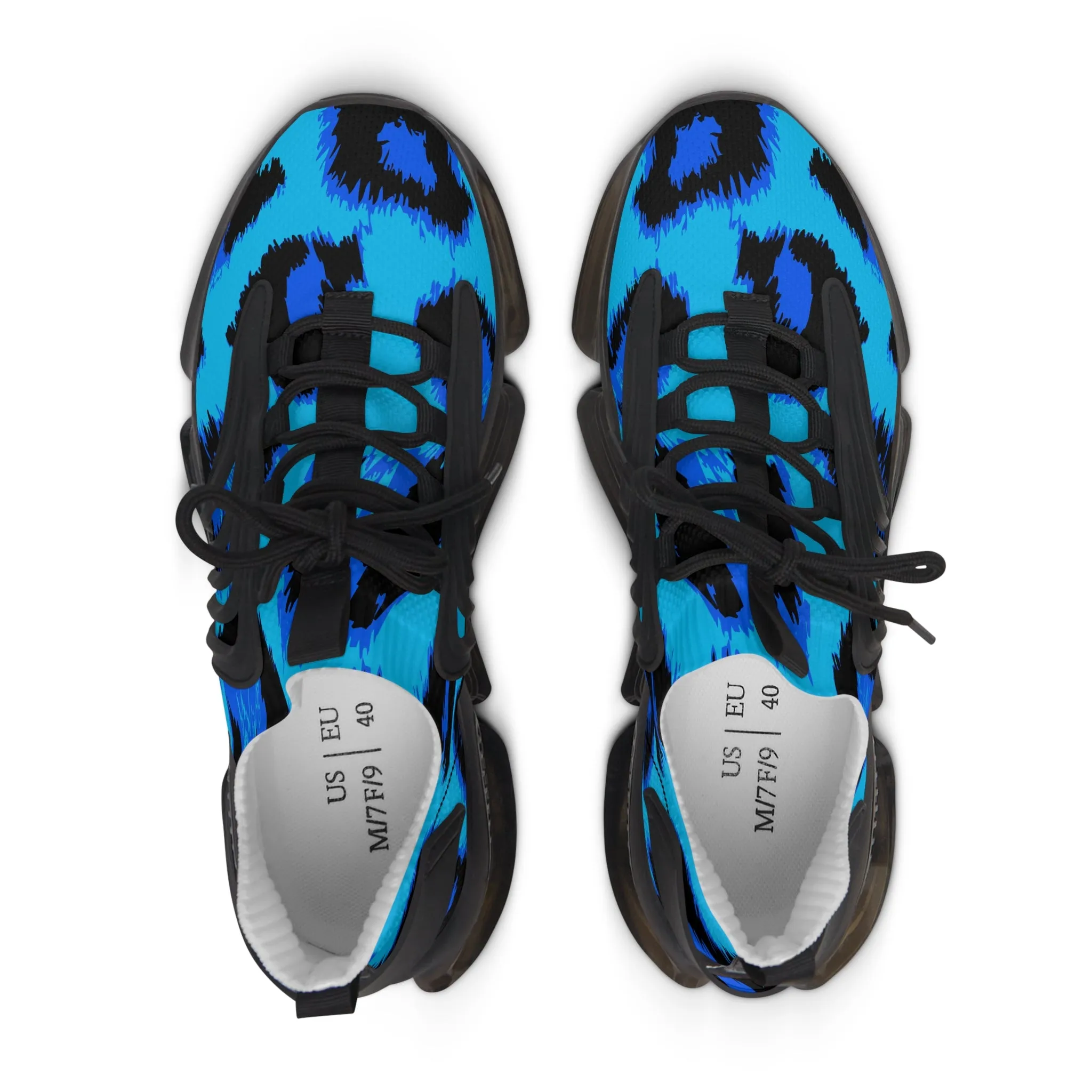 Blue Cheetah Pattern Women's Mesh Sneakers