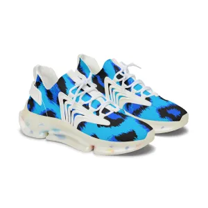 Blue Cheetah Pattern Women's Mesh Sneakers