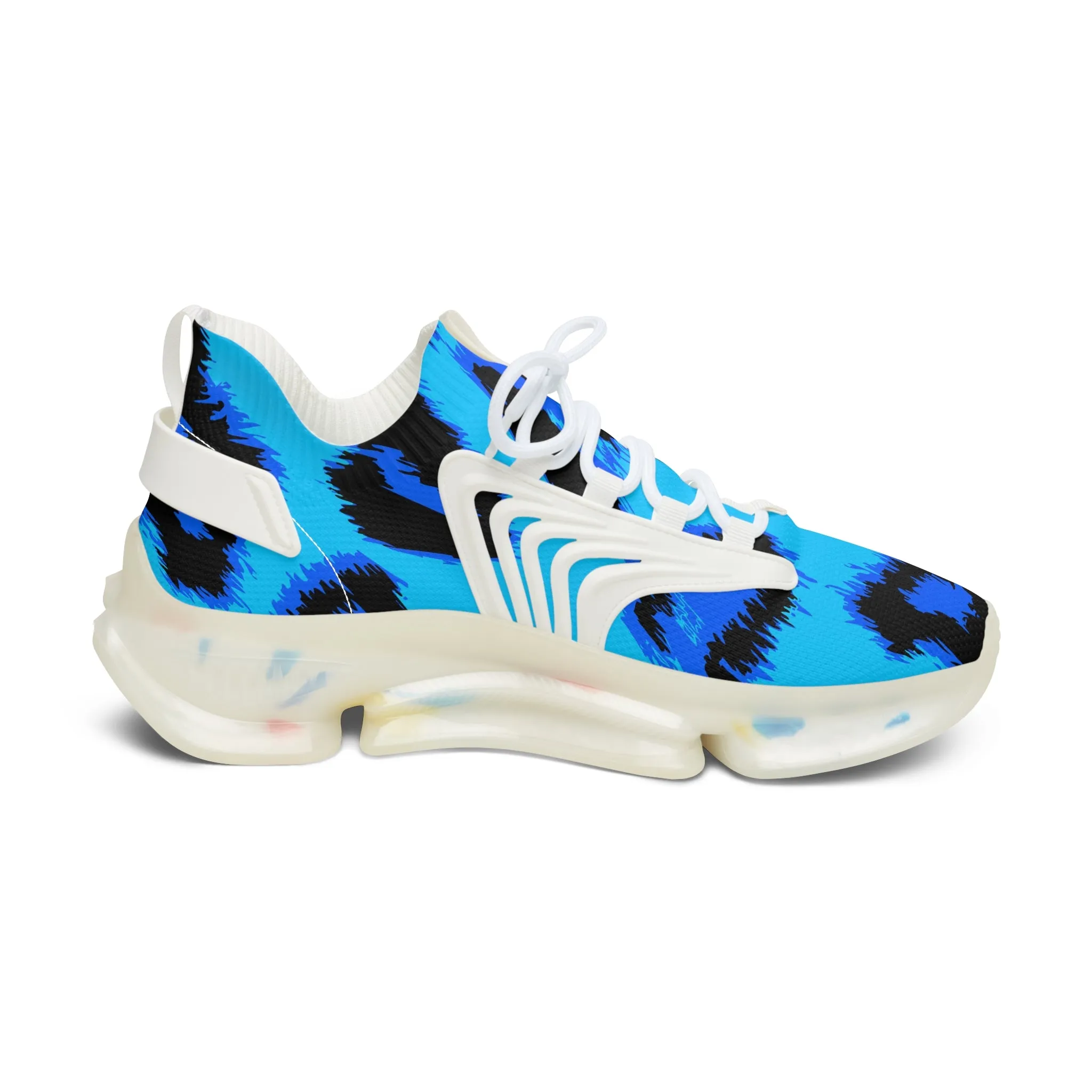 Blue Cheetah Pattern Women's Mesh Sneakers