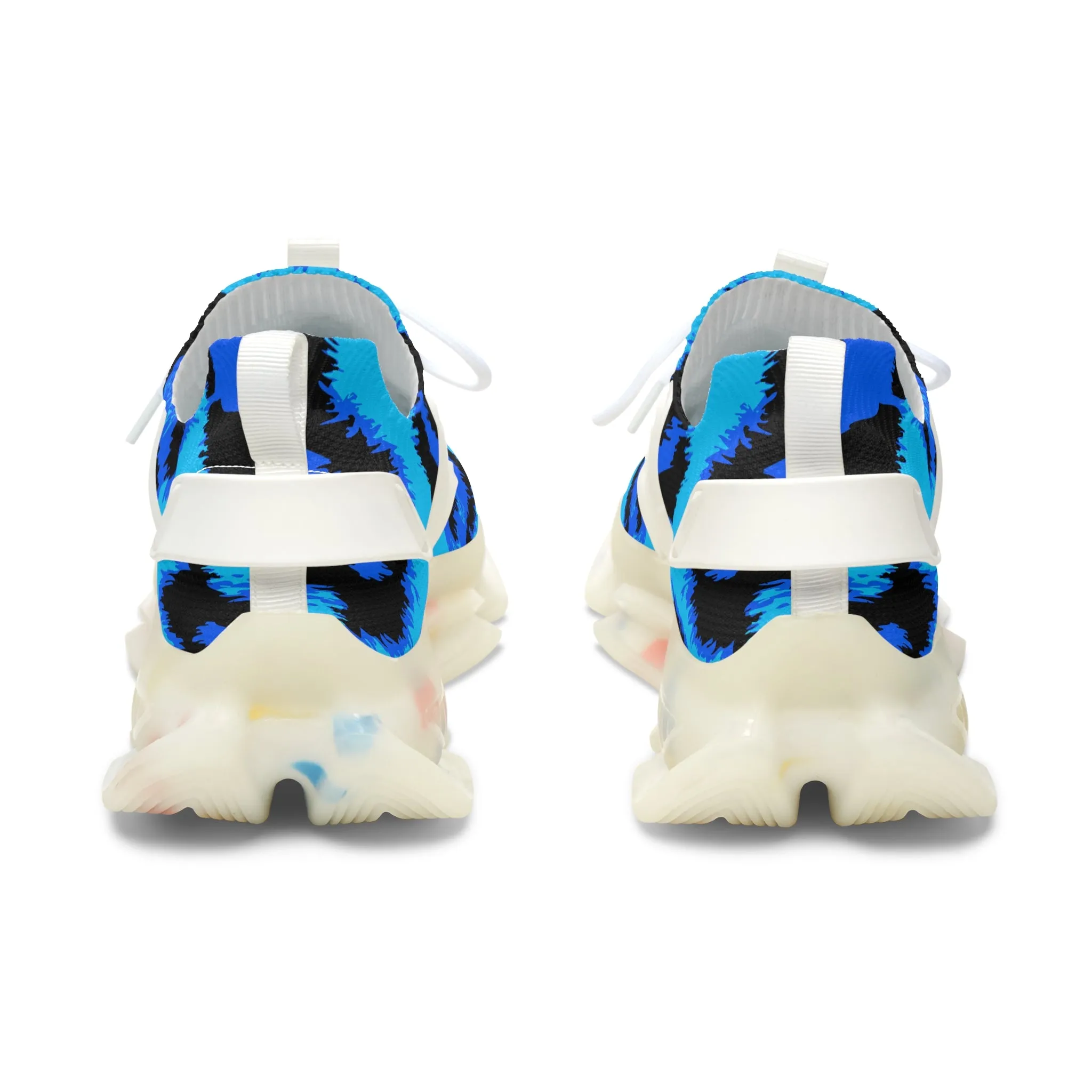 Blue Cheetah Pattern Women's Mesh Sneakers