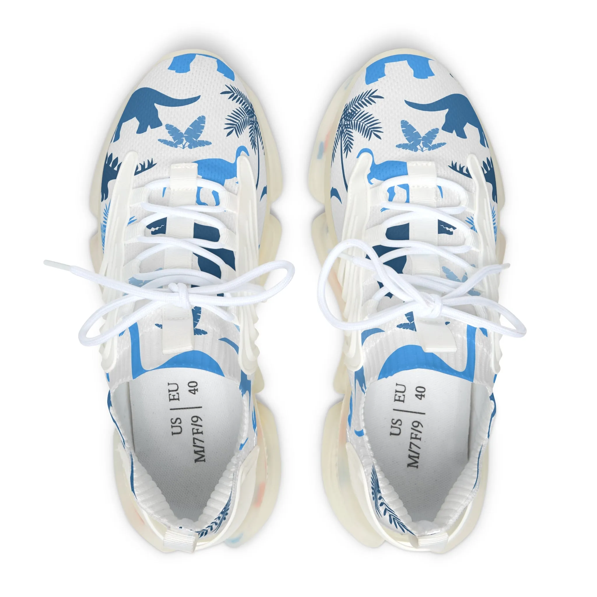 Blue Jurassic Dinosaurs Women's Mesh Sneakers