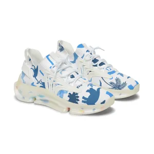 Blue Jurassic Dinosaurs Women's Mesh Sneakers
