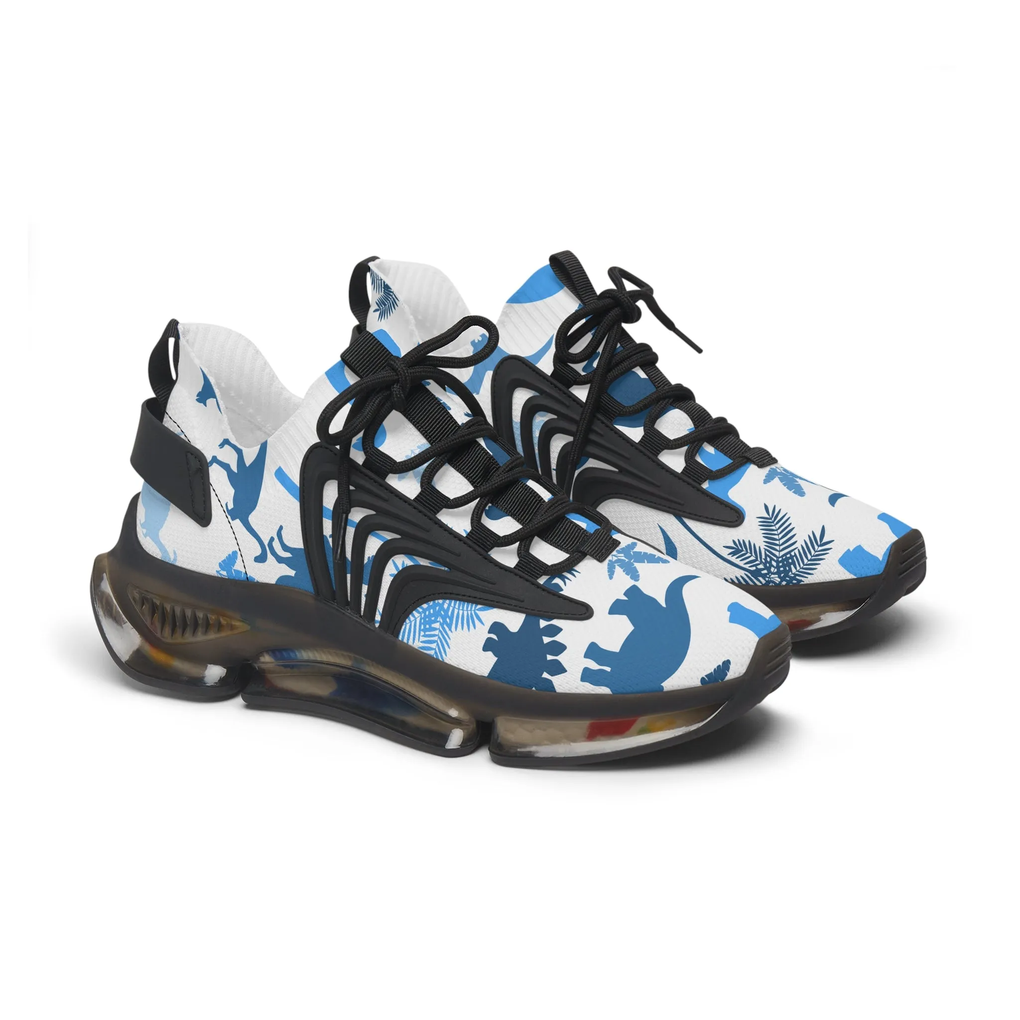 Blue Jurassic Dinosaurs Women's Mesh Sneakers