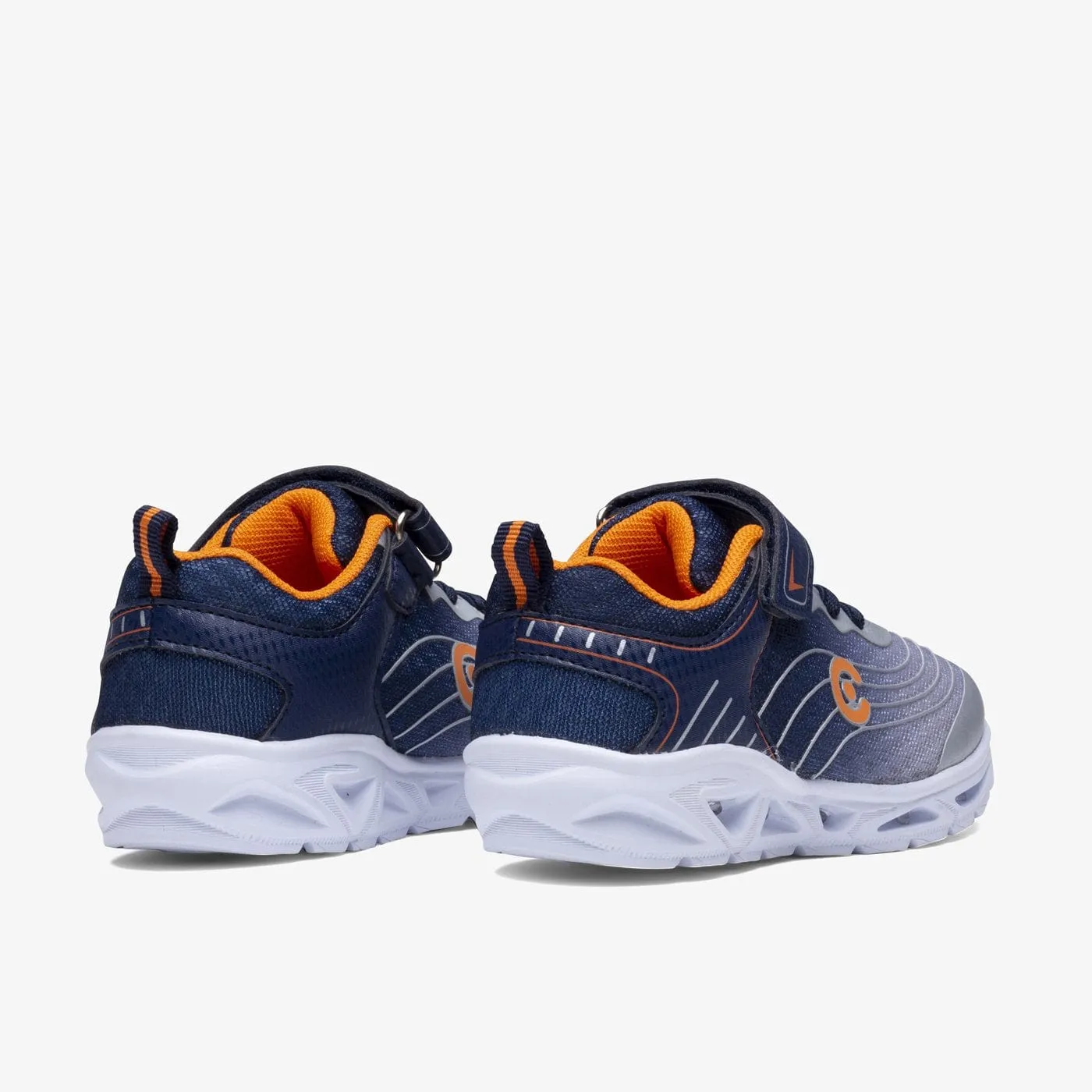 Boy's Navy Orange Sneakers with Lights