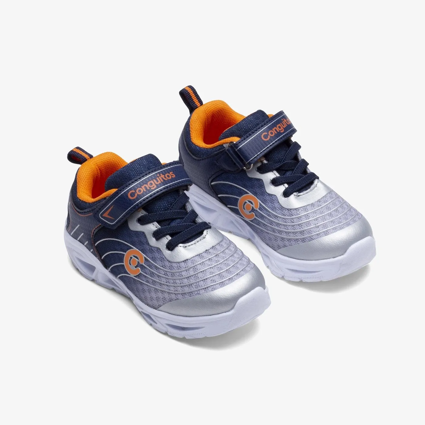 Boy's Navy Orange Sneakers with Lights