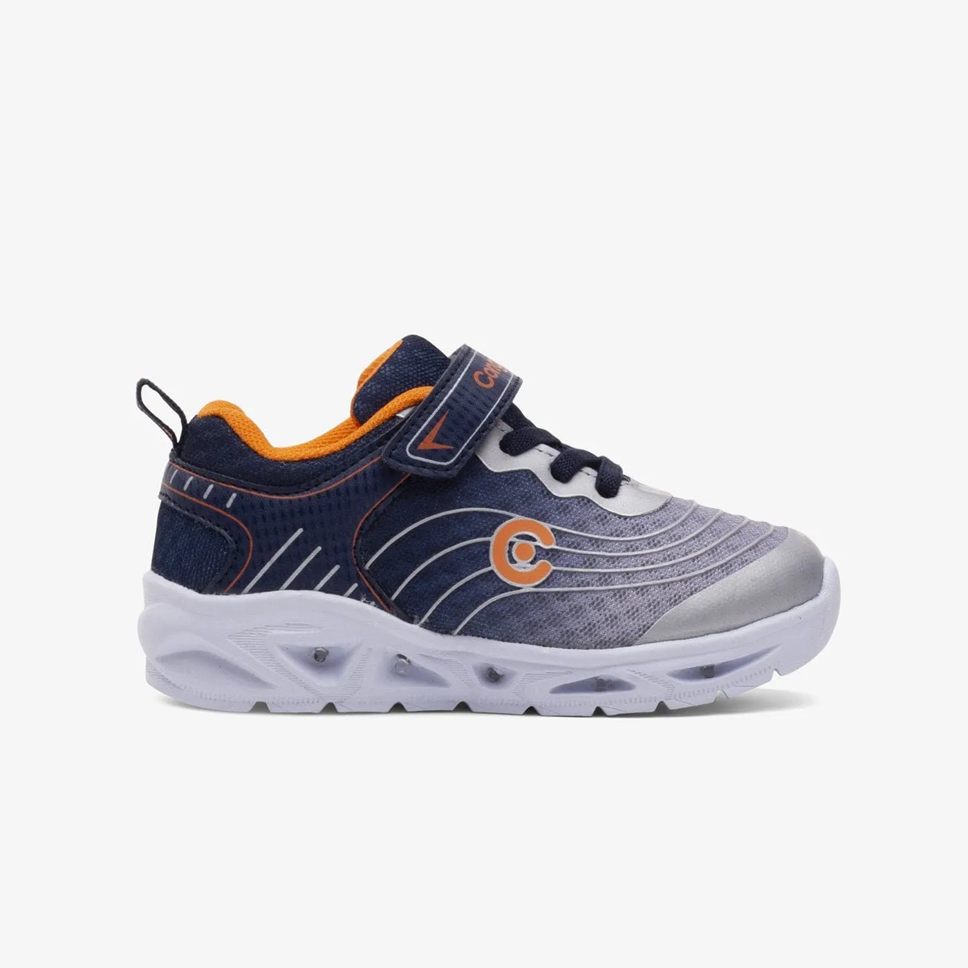 Boy's Navy Orange Sneakers with Lights