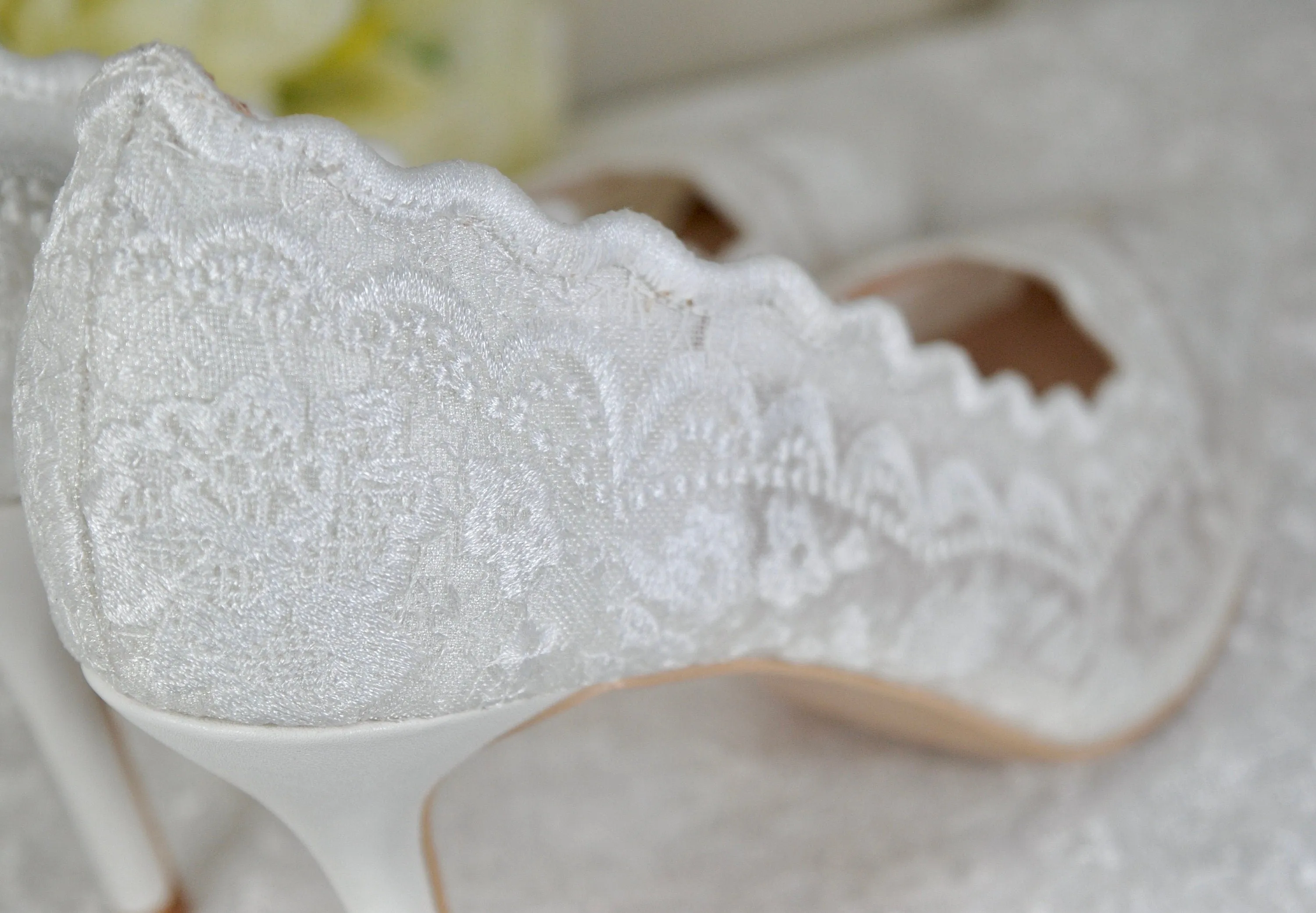 Bridal White, Lace Embroidered Shoes | 7cm or 9cm Heel