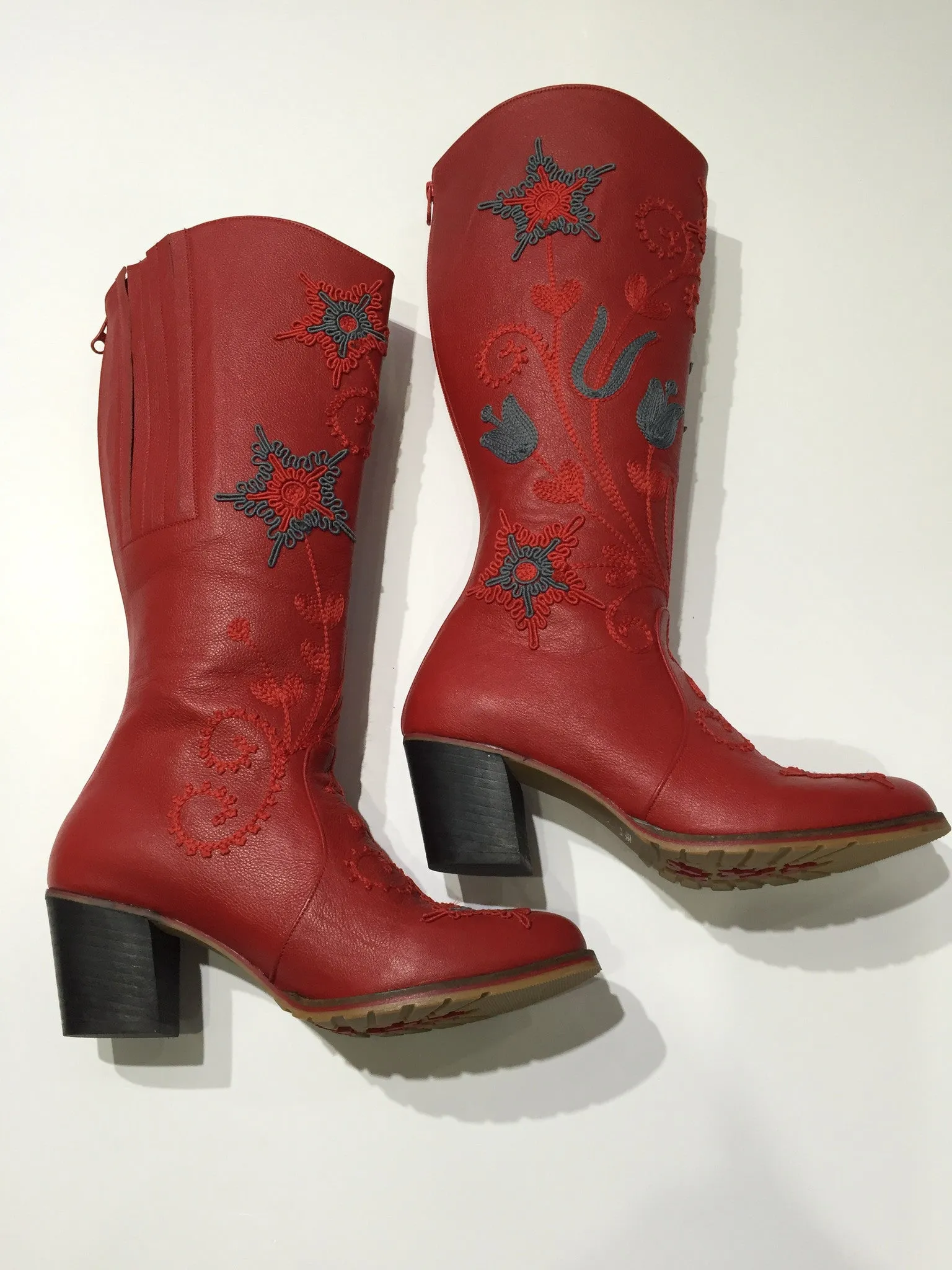 Carmel Tall Embroidered Leather Boot
