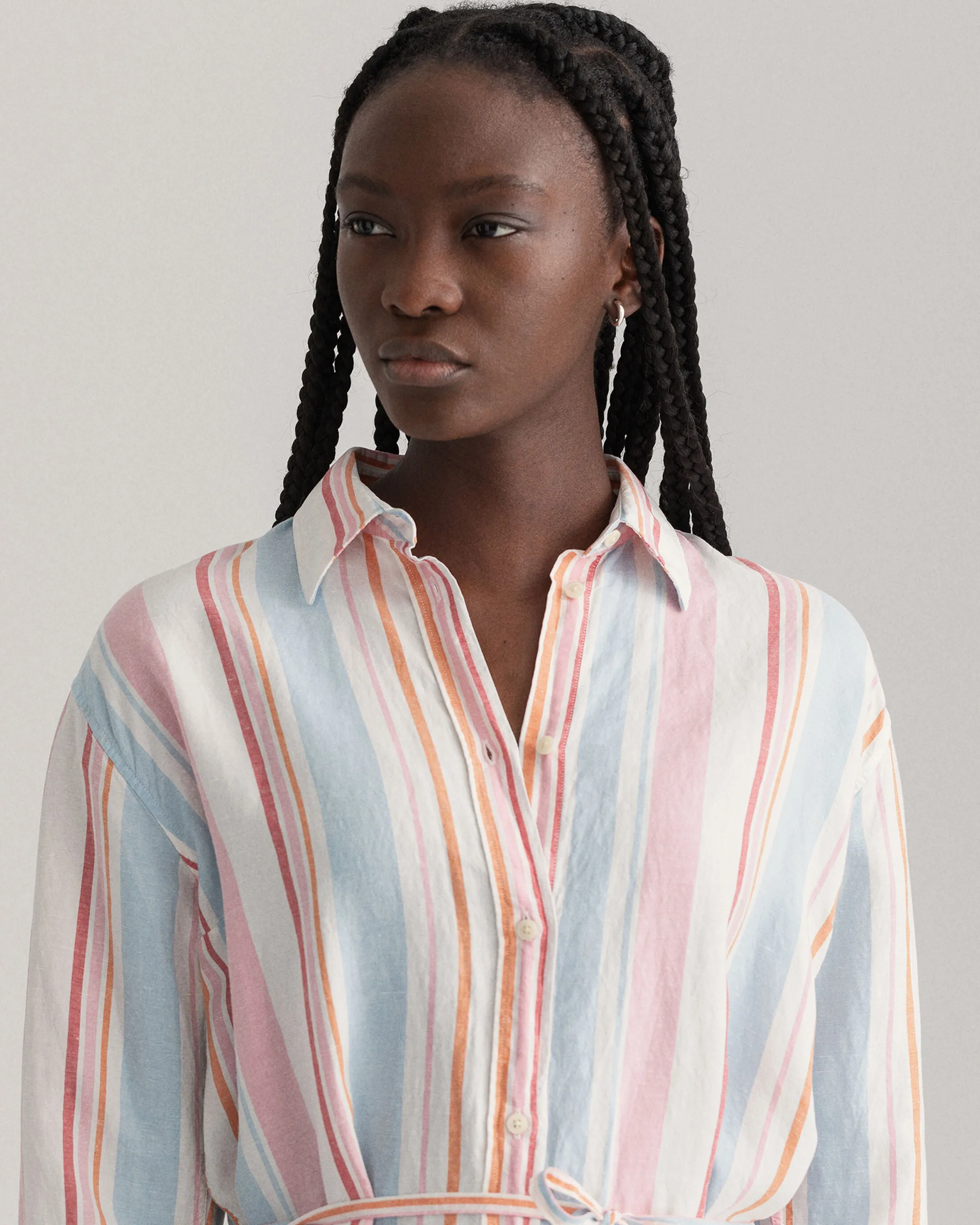 D1. Multistripe Shirt Dress - Multicolor