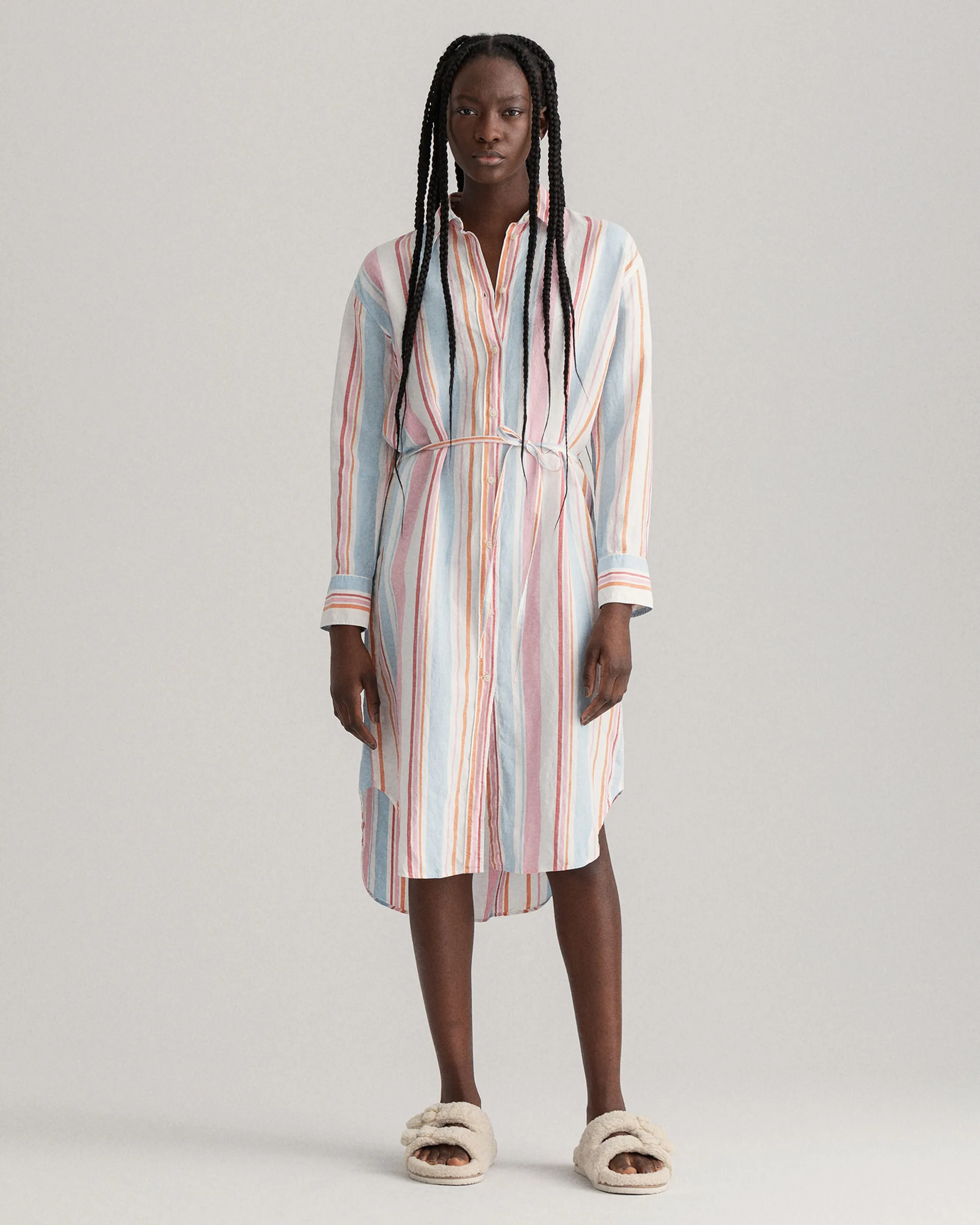 D1. Multistripe Shirt Dress - Multicolor