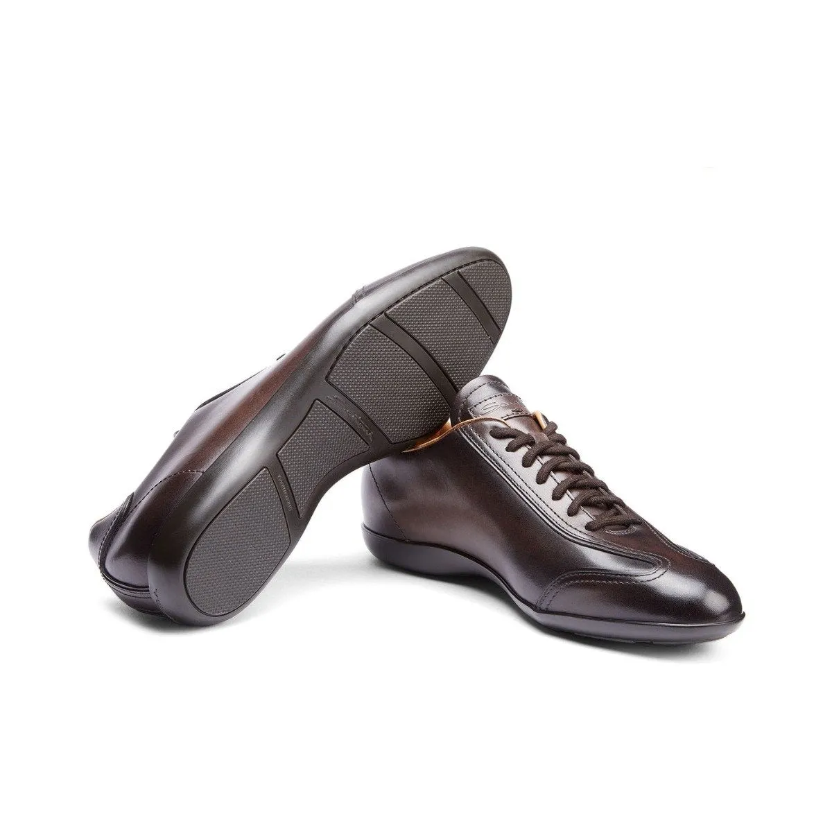 Dark Brown Leather Low Top Sneakers