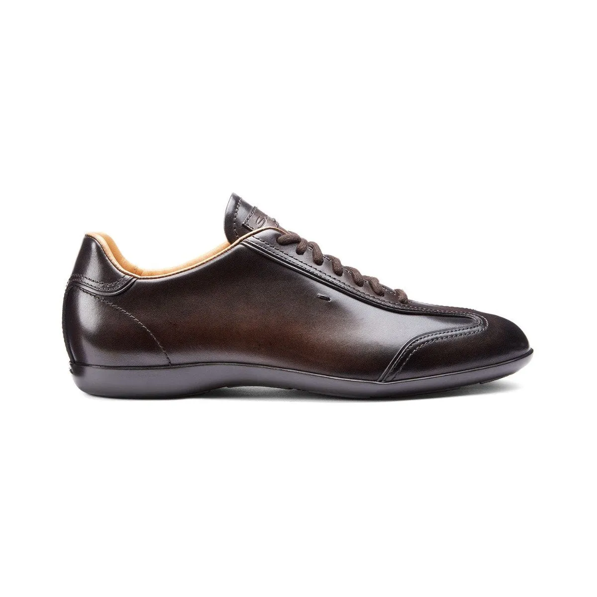 Dark Brown Leather Low Top Sneakers