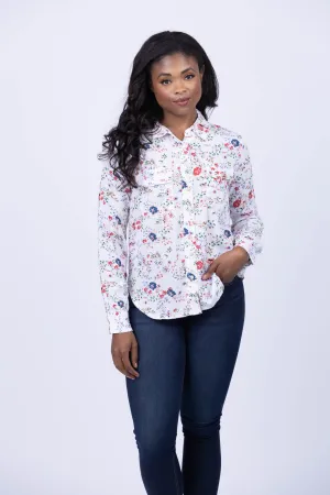 Dylan Tessa Floral Blouse in White/Multi