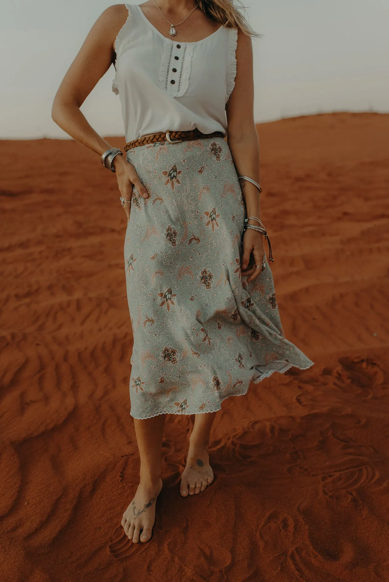 Emily Midi Skirt - soft turquoise