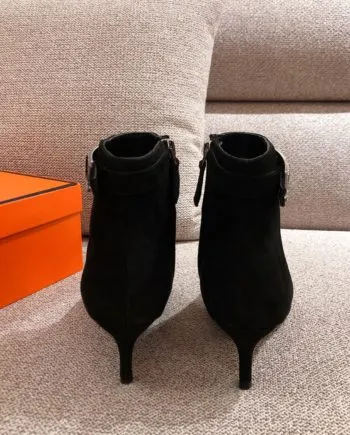 Herms Blanche Ankle Boots Black For Women 2.4in/6cm H202012Z 02360