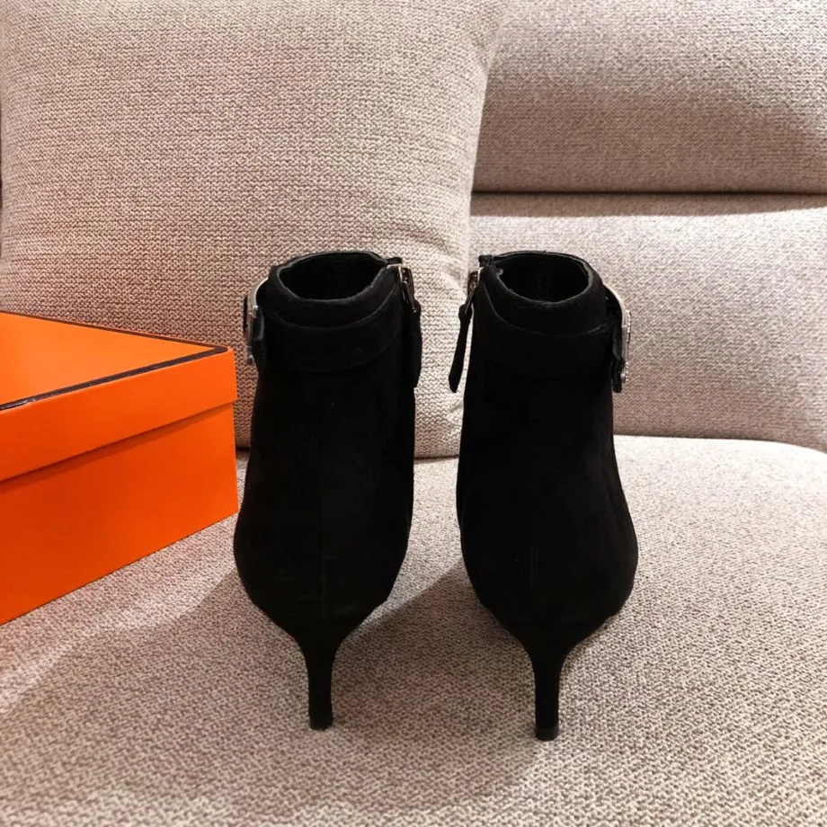 Herms Blanche Ankle Boots Black For Women 2.4in/6cm H202012Z 02360