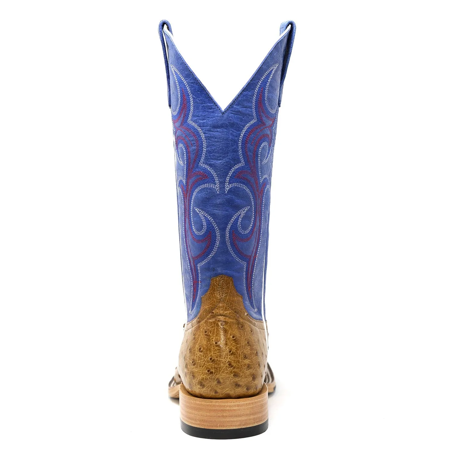 HORSEPOWER MEN'S ANTIQUE SADDLE OSTRICH & ROYAL BLUE SQUARE TOE BOOTS HP8005