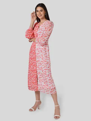 IS.U Floral Half an Half Button Down Dress