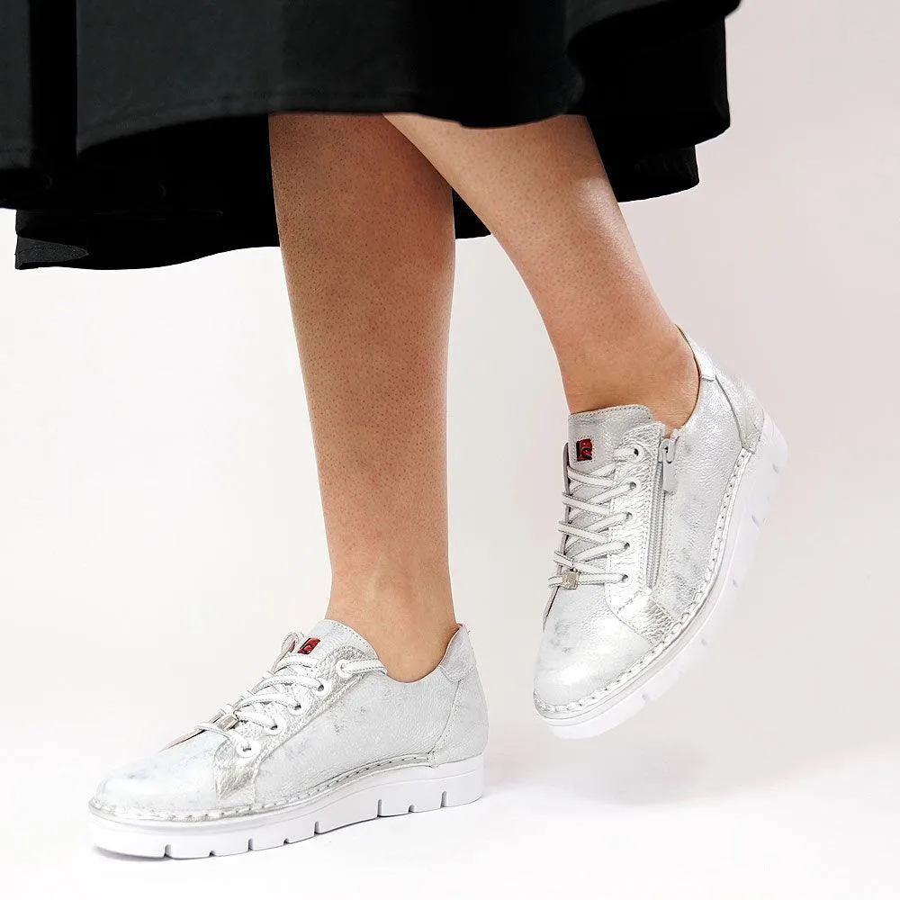 Js-2001 Silver Leather Sneakers