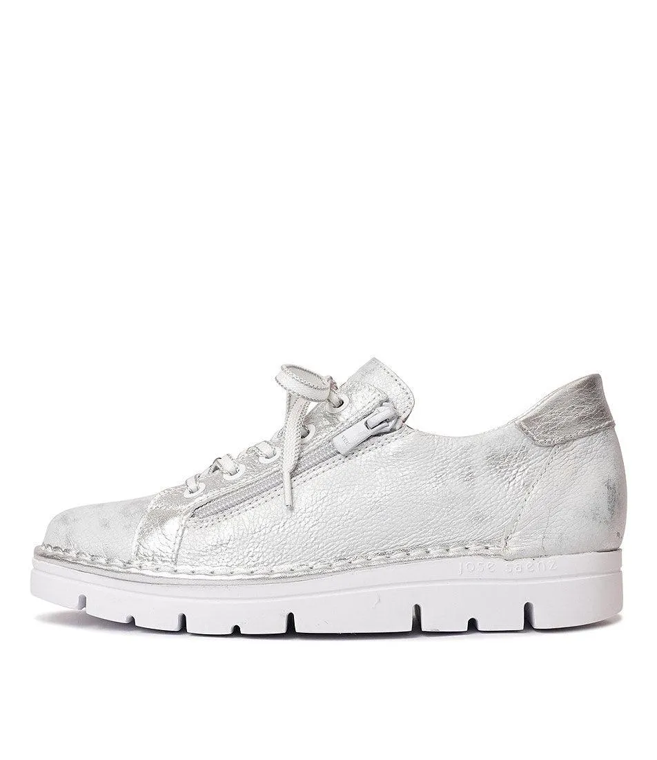 Js-2001 Silver Leather Sneakers