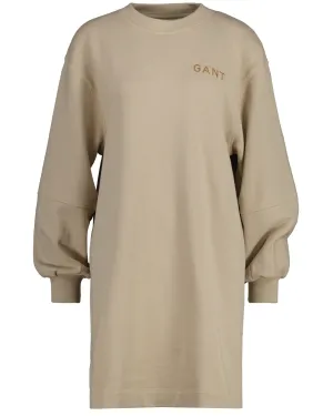Logo Volume Ls C-Neck Dress - Dry Sand