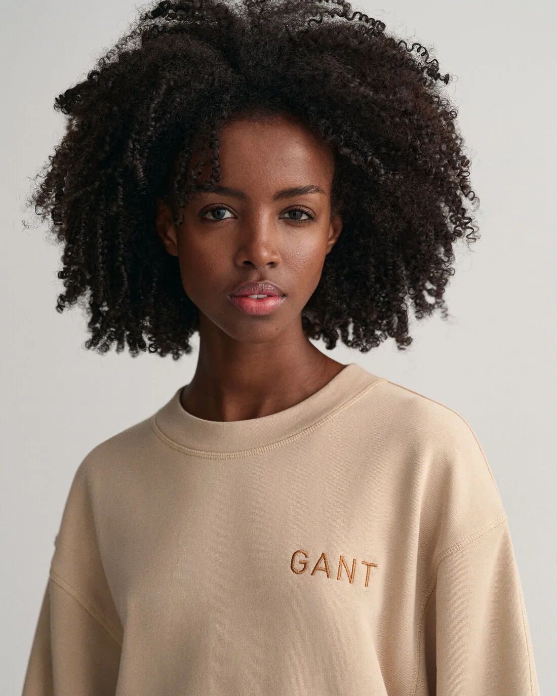 Logo Volume Ls C-Neck Dress - Dry Sand