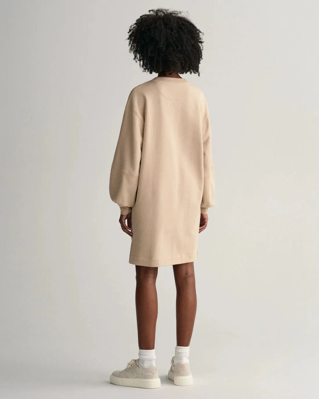 Logo Volume Ls C-Neck Dress - Dry Sand