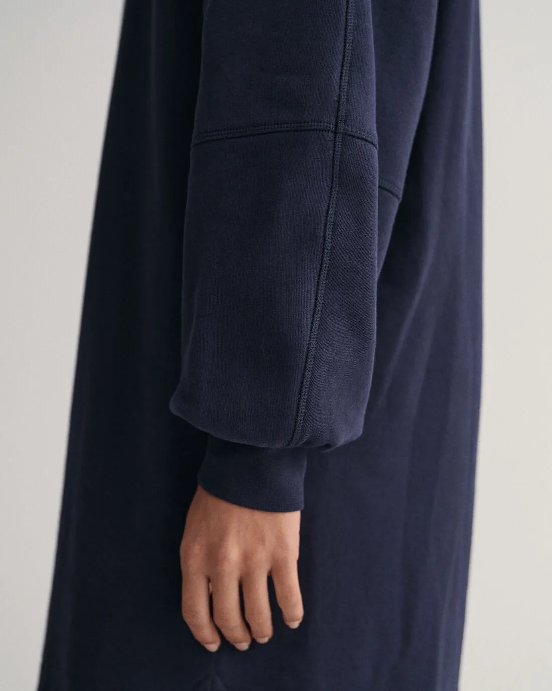Logo Volume Ls C-Neck Dress - Evening Blue