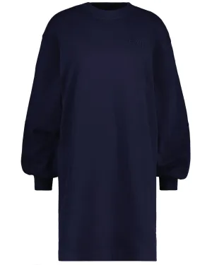 Logo Volume Ls C-Neck Dress - Evening Blue