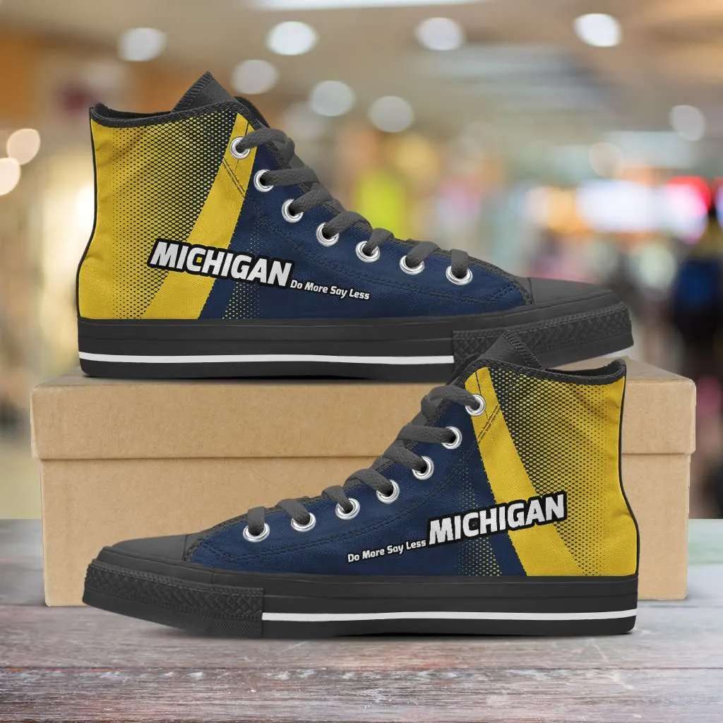 Michigan Do More Say Less Wolverines Basketball Fan Canvas High Top Shoes