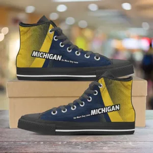 Michigan Do More Say Less Wolverines Basketball Fan Canvas High Top Shoes