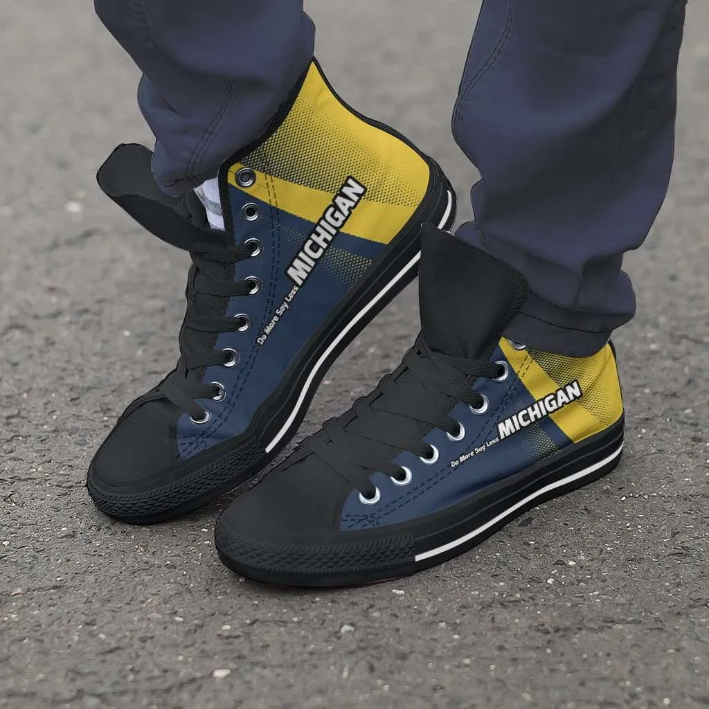 Michigan Do More Say Less Wolverines Basketball Fan Canvas High Top Shoes