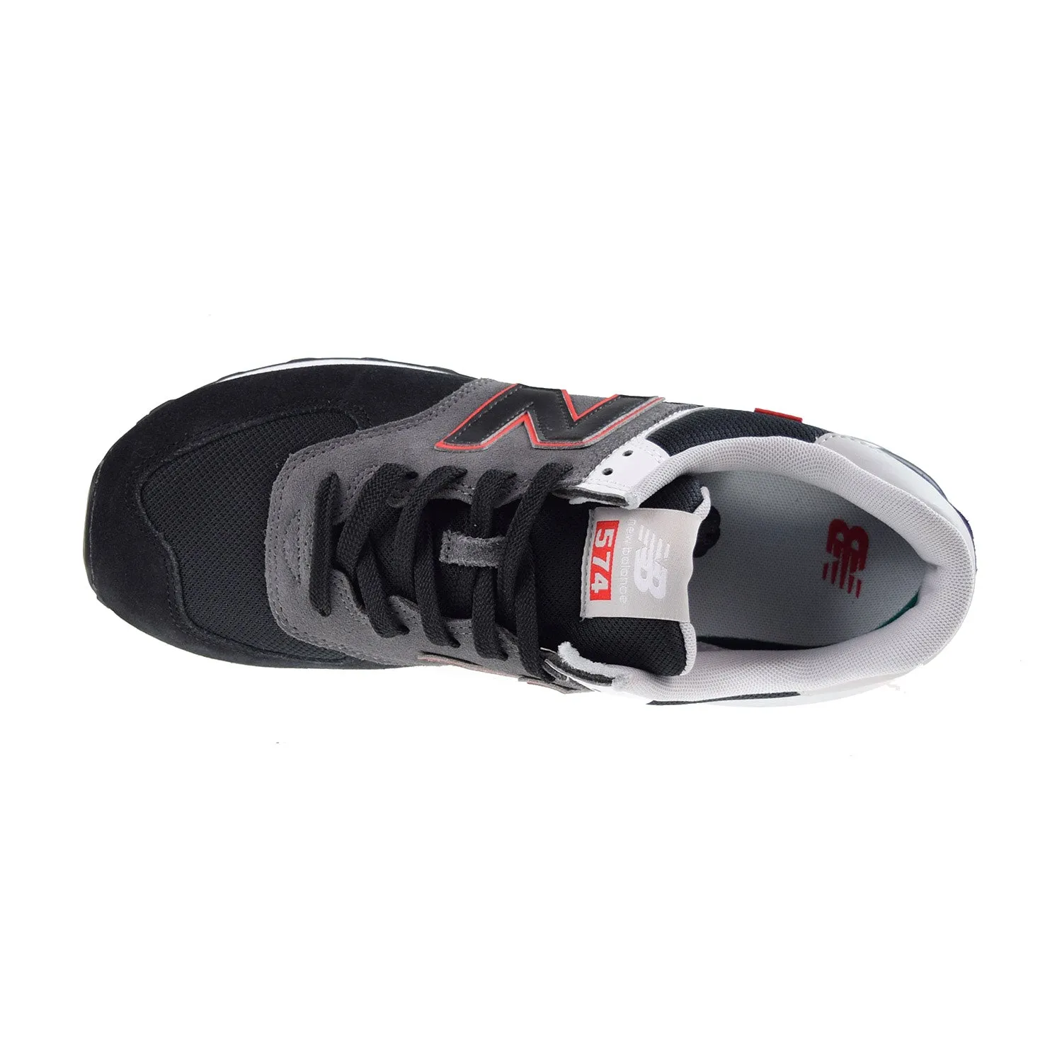New Balance 574 Men's Shoes Black-Grey-Velocity Red
