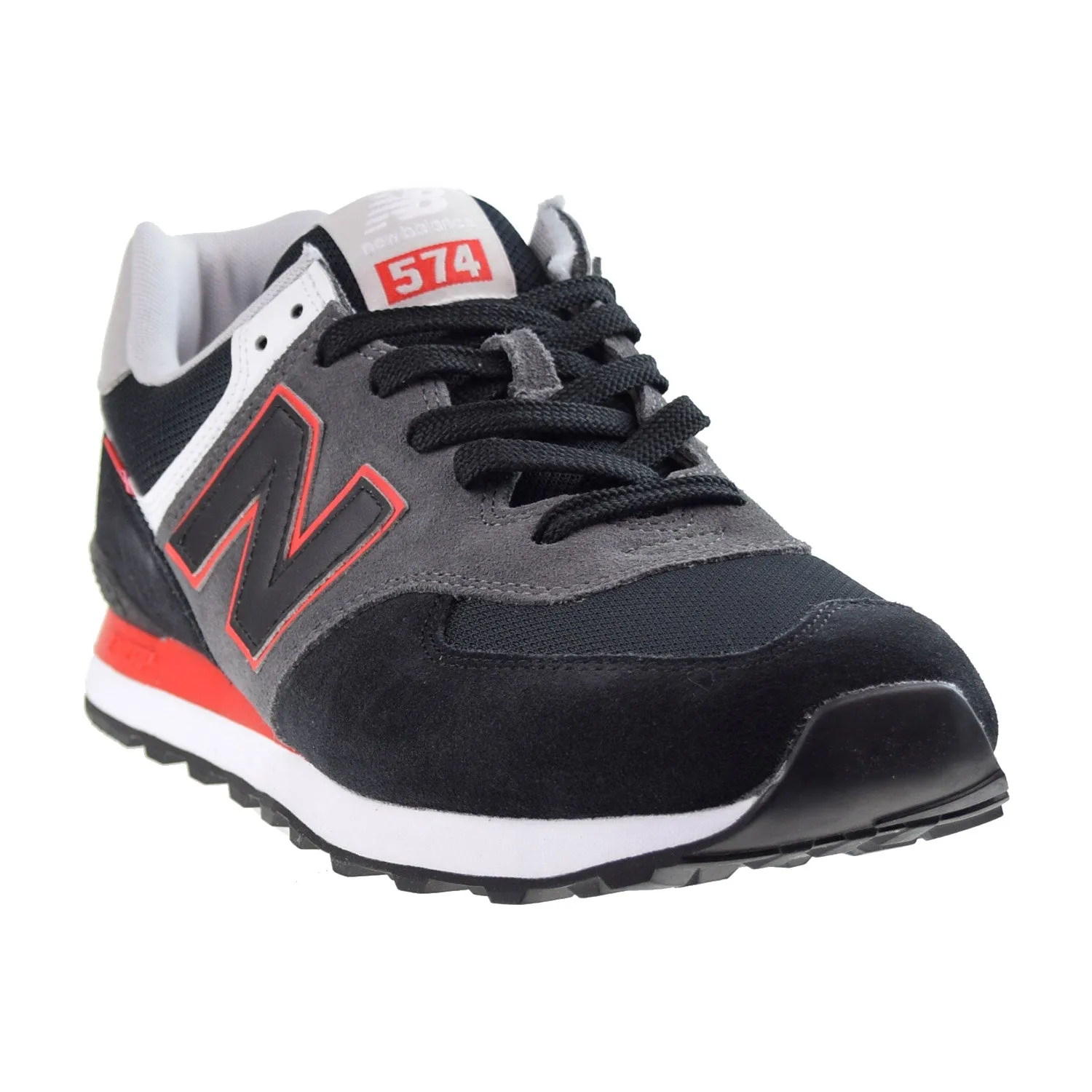 New Balance 574 Men's Shoes Black-Grey-Velocity Red