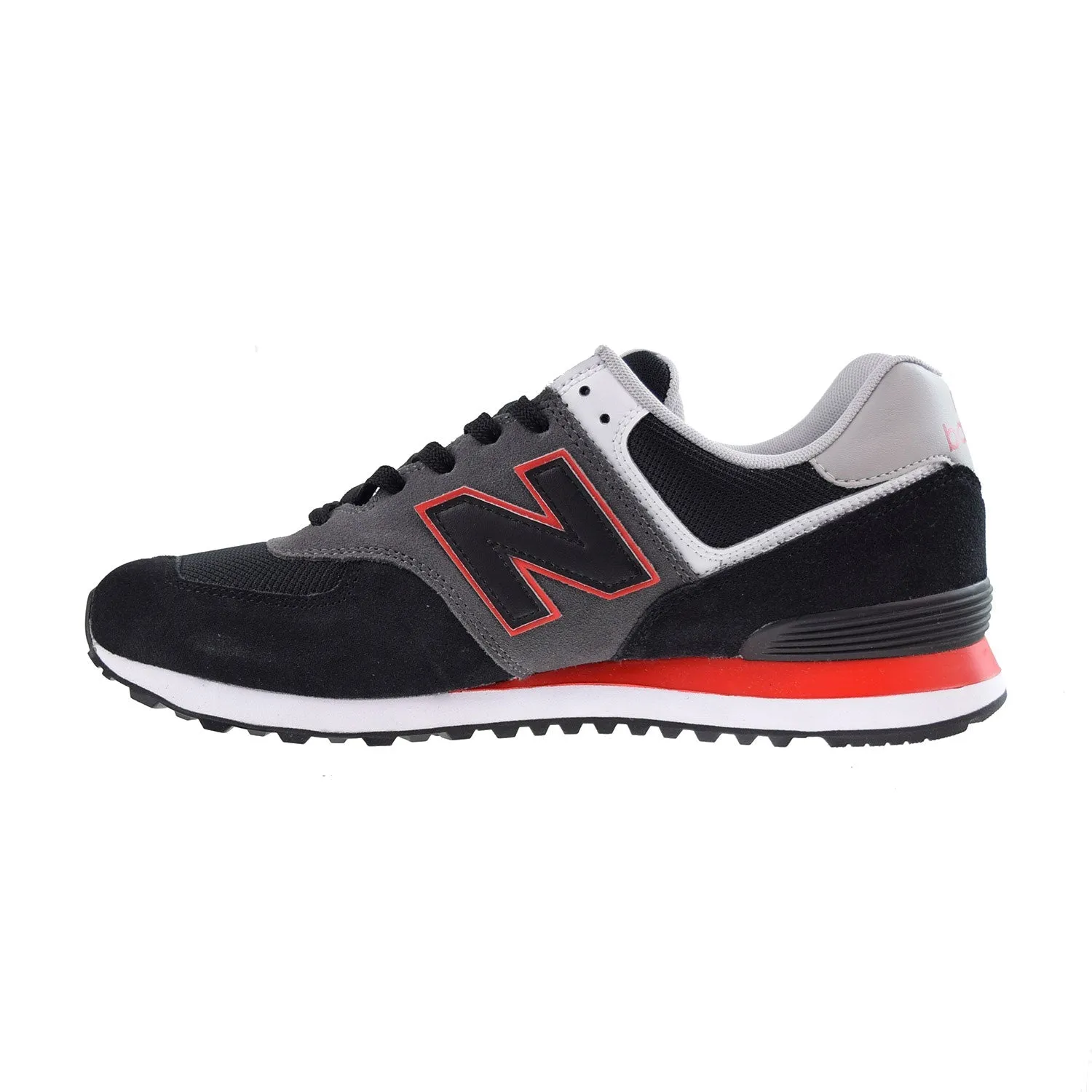 New Balance 574 Men's Shoes Black-Grey-Velocity Red