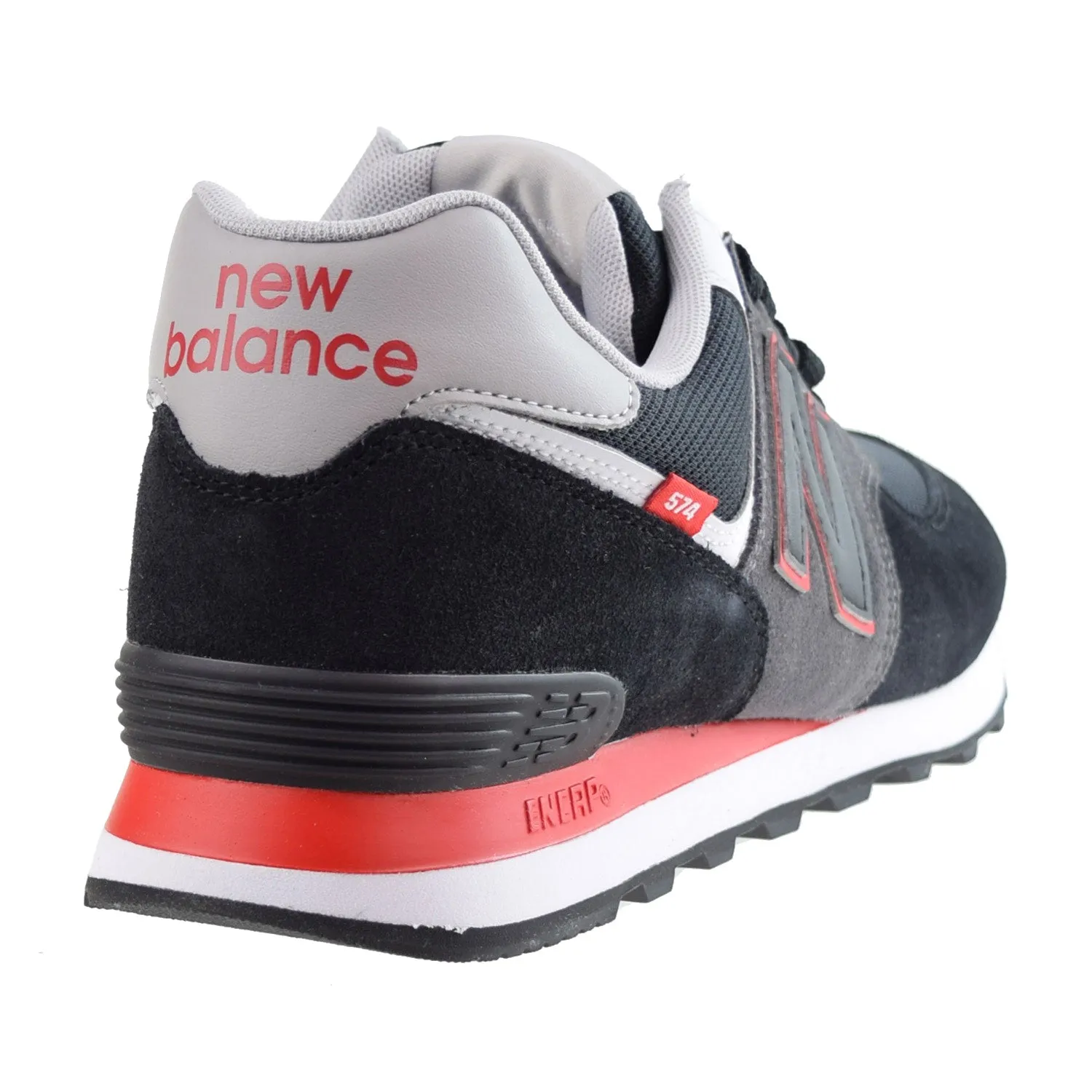 New Balance 574 Men's Shoes Black-Grey-Velocity Red