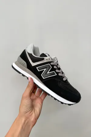 New Balance WL574EVB Sneaker- Black/ White
