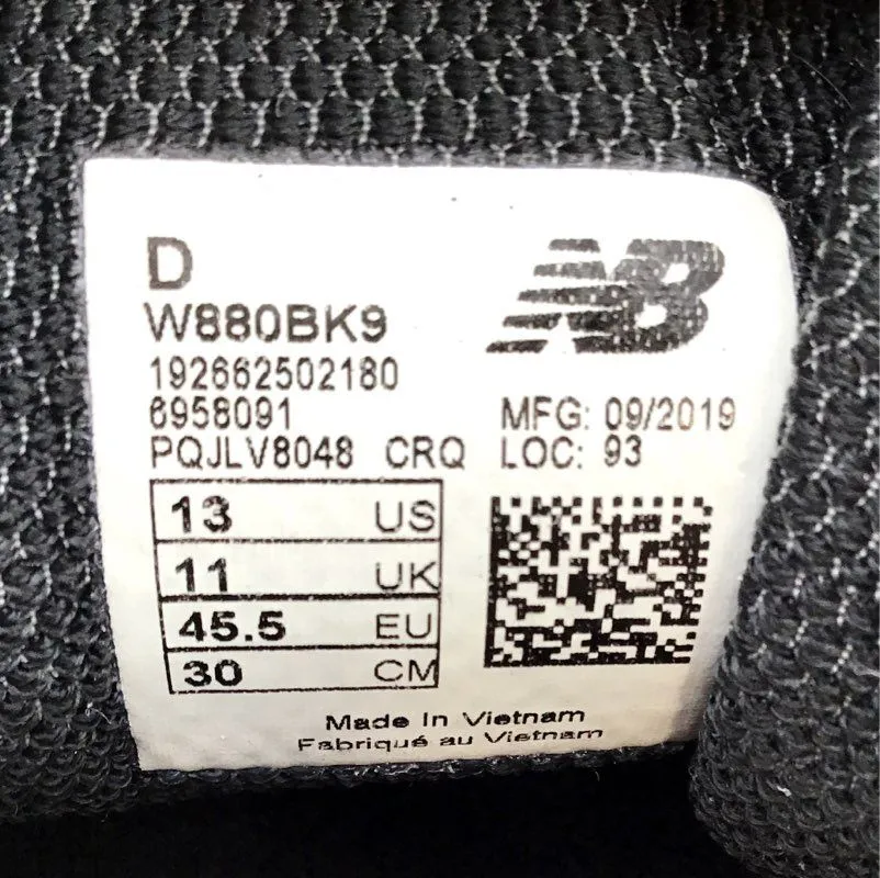 New Balance Women's 880 W880BK9 Black Athletic Shoes - Size 13