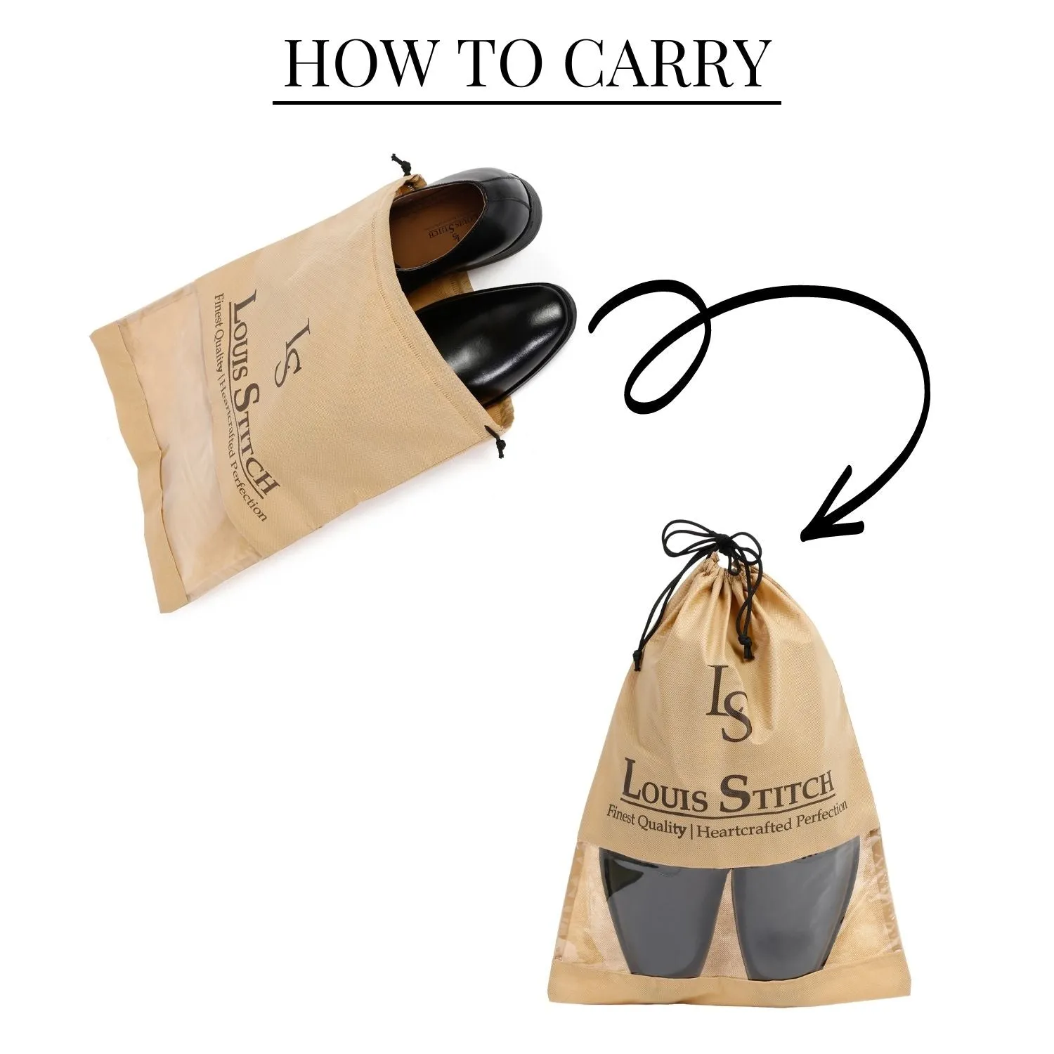 Non Woven Shoe Bag Pack Of  16 Black & Beige See Thru