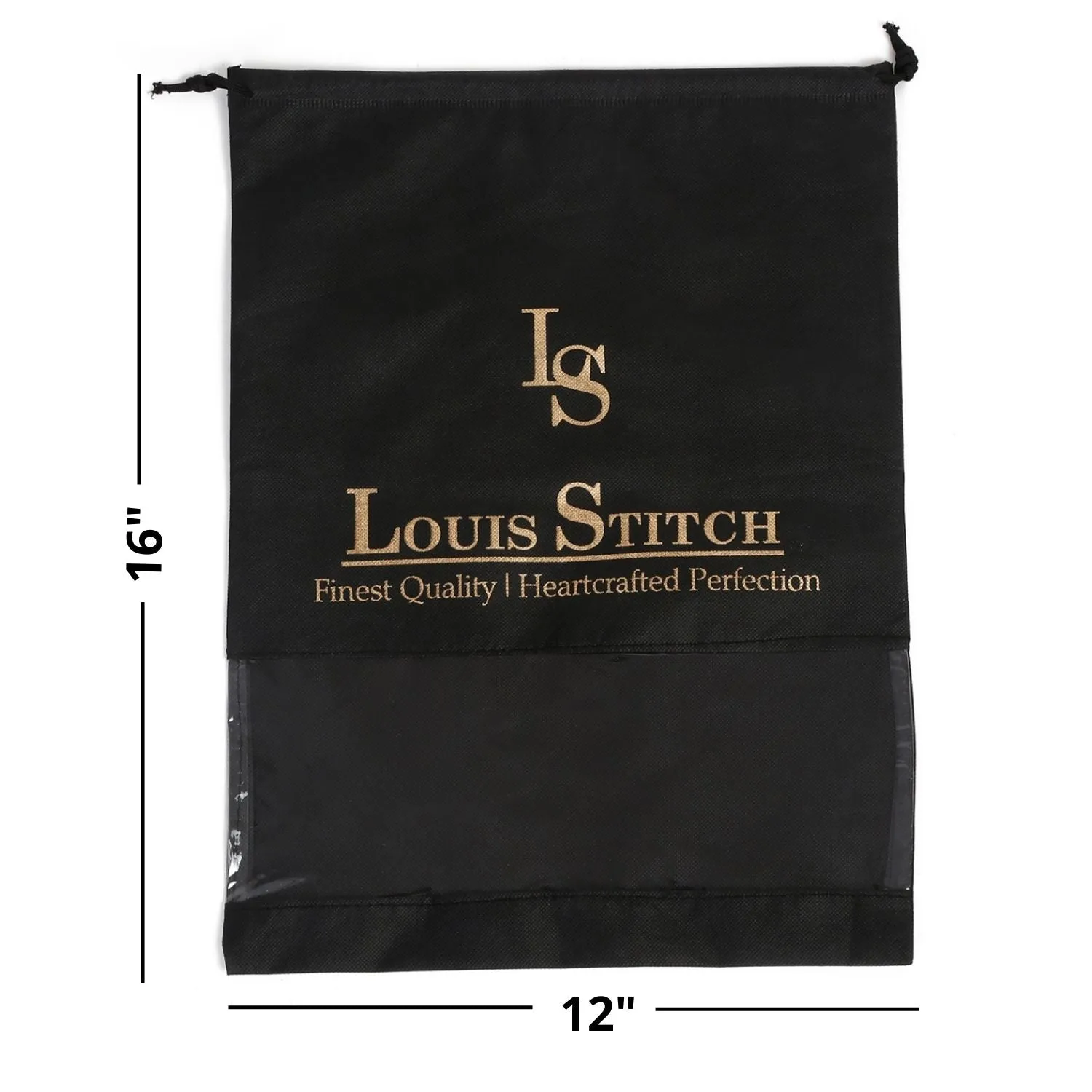 Non Woven Shoe Bag Pack Of  16 Black & Beige See Thru